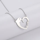 Sipuris Dolphin Heart Graphic Stainless Steel Personalized Name Necklace