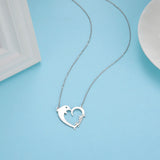 Sipuris Dolphin Heart Graphic Stainless Steel Personalized Name Necklace