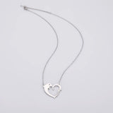 Sipuris Dolphin Heart Graphic Stainless Steel Personalized Name Necklace