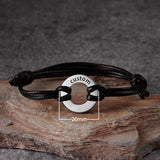 Sipuris Name Bracelet Stainless Steel Engraved Disc Braided Rope Wrist