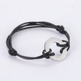 Sipuris Name Bracelet Stainless Steel Engraved Disc Braided Rope Wrist