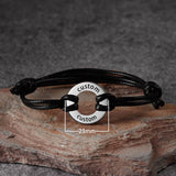 Sipuris Name Bracelet Stainless Steel Engraved Disc Braided Rope Wrist