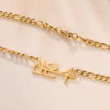 Sipuris Custom Name Necklace Stainless Steel Cuban Chain Pendants