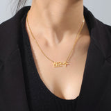 Sipuris Custom Name Necklace Stainless Steel Cuban Chain Pendants