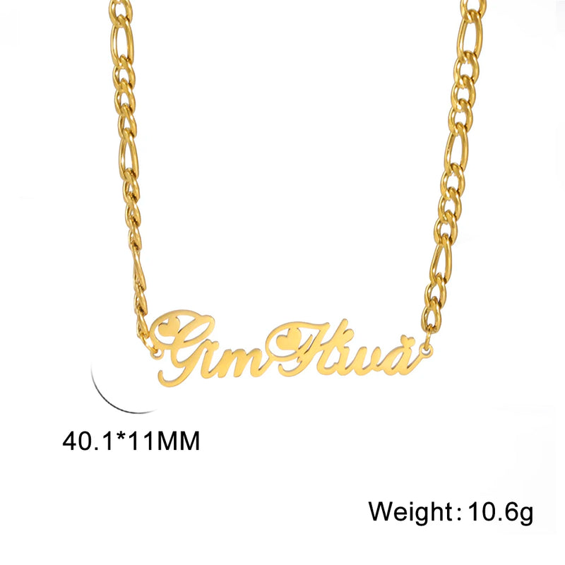 Sipuris Custom Name Necklace Stainless Steel Cuban Chain Pendants