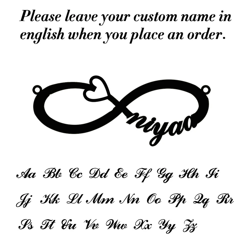 Sipuris Infinity Name Bracelet Stainless Steel Adjustable Box Chain