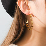 Sipuris Minimalist Chain Stainless Steel Stud Earrings For Women