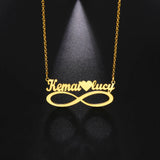 Sipuris Name Necklace Heart Couple Family Infinity Symbol Personalized