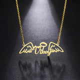 Angel Wing Name Necklace Golden Choker Stainless Steel Jewelry