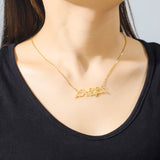 Angel Wing Name Necklace Golden Choker Stainless Steel Jewelry