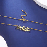 Angel Wing Name Necklace Golden Choker Stainless Steel Jewelry