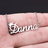 Sipuris Crown Name Letter Pendant Necklace Women Stainless Steel Chain Jewelry