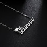 Sipuris Crown Name Letter Pendant Necklace Women Stainless Steel Chain Jewelry