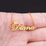 Sipuris Crown Name Letter Pendant Necklace Women Stainless Steel Chain Jewelry
