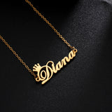 Sipuris Crown Name Letter Pendant Necklace Women Stainless Steel Chain Jewelry