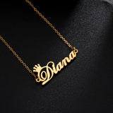 Sipuris Crown Name Letter Pendant Necklace Women Stainless Steel Chain Jewelry