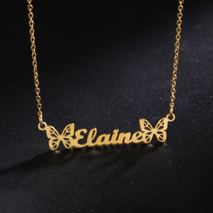 Sipuris Butterfly Name Necklace Golden Choker Jewelry