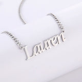 Sipuris Name Necklace Pendant Cuban Chain Personalized Nameplate