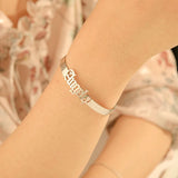 Sipuris Personalized Name Bracelet for Women Stainless Steel Bangle