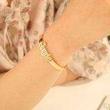 Sipuris Personalized Name Bracelet for Women Stainless Steel Bangle