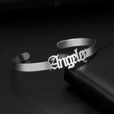 Sipuris Personalized Name Bracelet for Women Stainless Steel Bangle