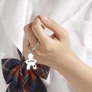 Sipuris Stainless Steel People Shape Engrave Nameplate Keychain Pendants