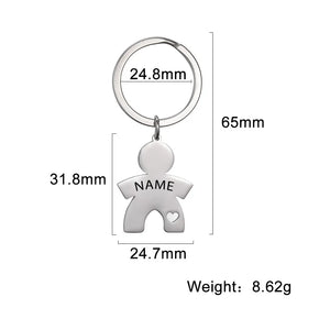 Sipuris Stainless Steel People Shape Engrave Nameplate Keychain Pendants
