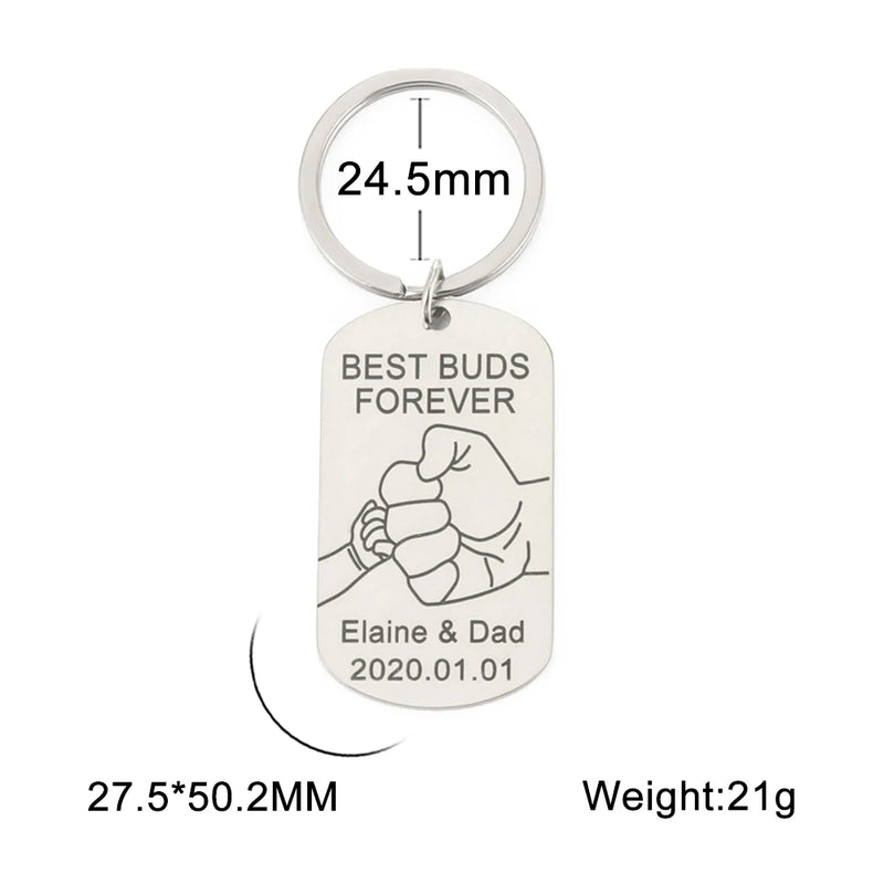 Sipuris Stainless Steel Name Date Keychain Family