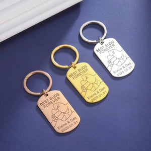 Sipuris Stainless Steel Name Date Keychain Family
