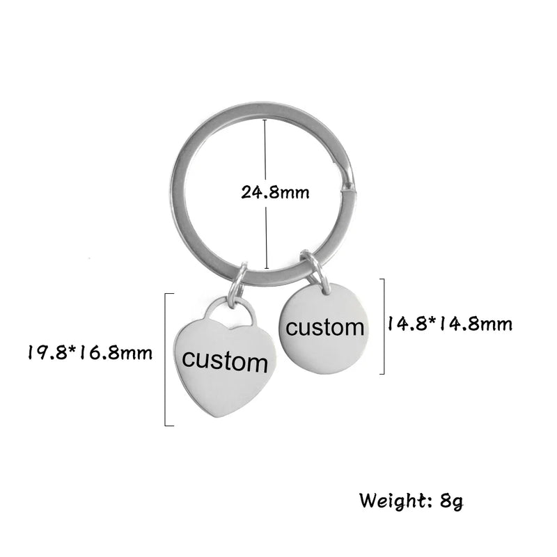 Sipuris Stainless Steel Personalized Keychain For Women Heart Round