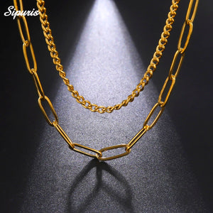 Sipuris Women's Necklace Double Layer Cross Chain