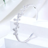 Siscathy Cuff Bracelet Open Bangle Flower Bracelet for Women