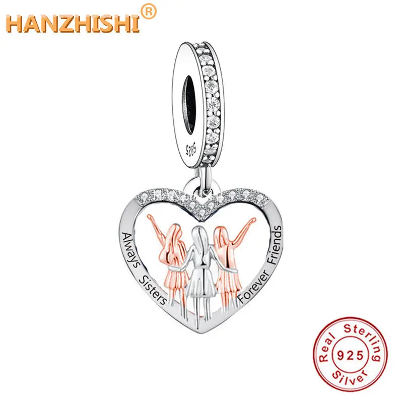 Sterling Silver Forever Love Pendant Charms Beads for Sister Birthday
