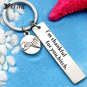 Sister Keychain Thankful For You Letter Logo Key Chain Keyfob Jewelry