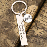 Sister Keychain Thankful For You Letter Logo Key Chain Keyfob Jewelry
