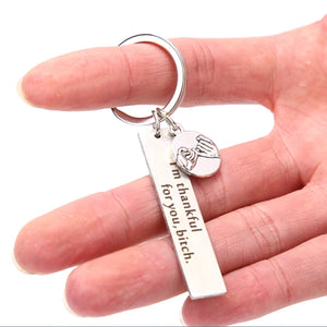 Sister Keychain Thankful For You Letter Logo Key Chain Keyfob Jewelry