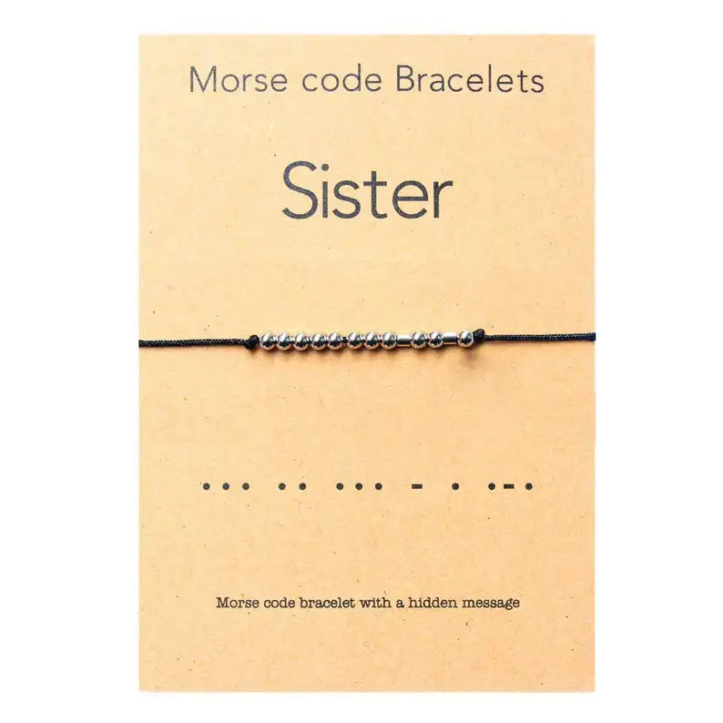 Sister Morse Code Bracelet Stainless Beads Always My Sister