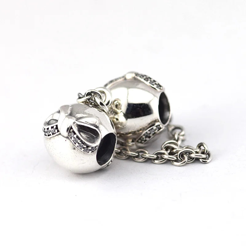 Sisters Female Gift Year Safety Chain Clip DIY Silver 925 Crystal Beads Charms