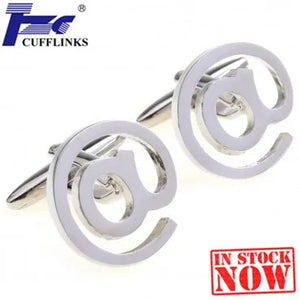 Siver AT Cufflink Cuff Link 2 Pairs