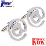 Siver AT Cufflink Cuff Link 2 Pairs