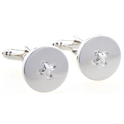Silver Buttons Cufflink Cuff Link 2 Pairs