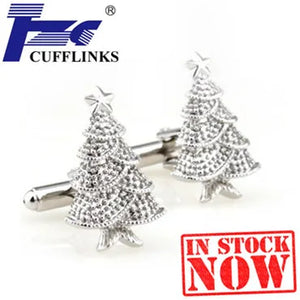 Silver Christmas Tree Cufflink Cuff Link 2 Pairs