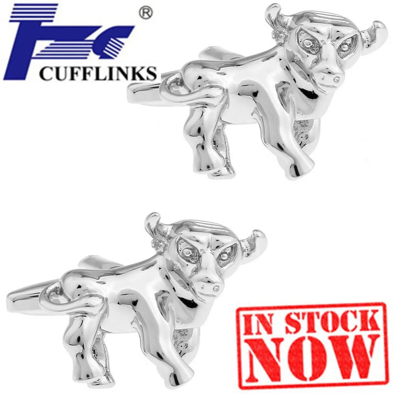Silver Cow Bull Cufflink Cuff Link 2 Pairs