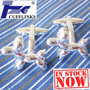 Silver Dog Balloon Cufflink Cuff Link - 2 Pairs
