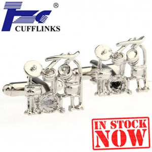 Siver Drum Sets Cufflink Cuff Link 2 Pairs