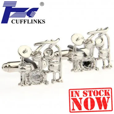 Siver Drum Sets Cufflink Cuff Link 2 Pairs