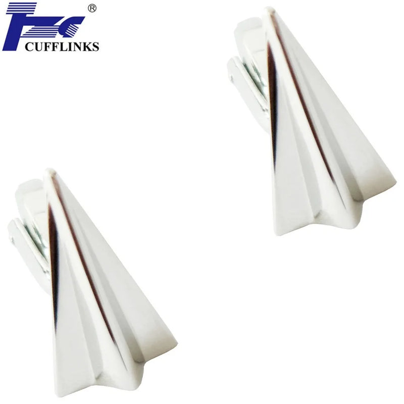 Silver Paper Plane Cufflink Cuff Link 2 Pairs