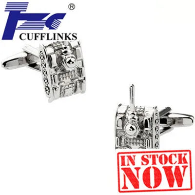 Siver Tank Cufflink Cuff Link 2 Pairs