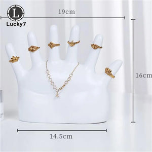 Six Finger Palm Jewelry Rack Resin Spray Paint Ring Necklace Storage Rack