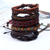 Vintage Woven Leather Bracelet Multi-layer Adjustable Size